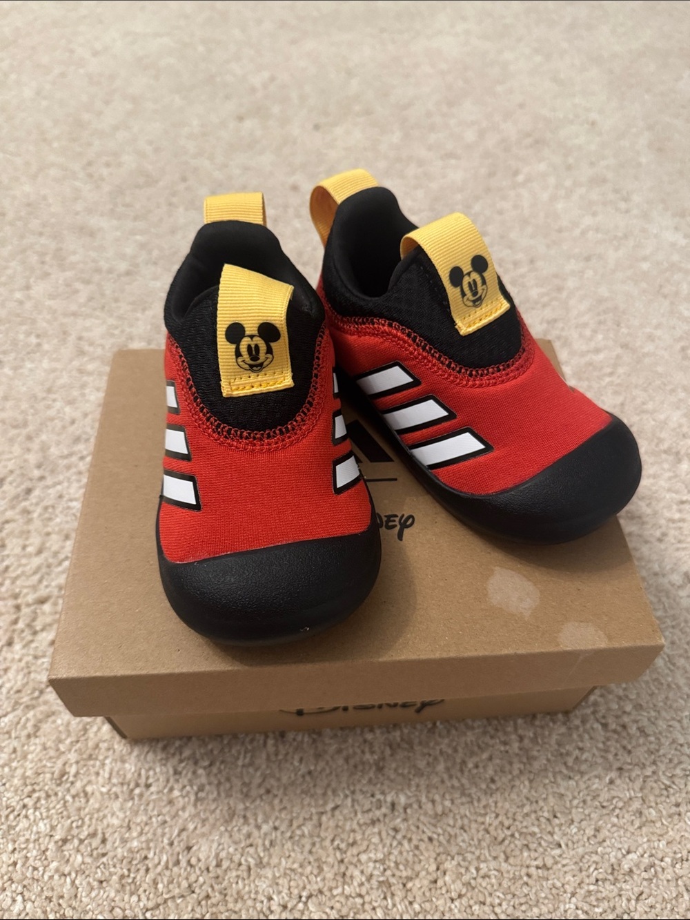 adidas Red and Black Mickey Slip-On Baby Shoes
